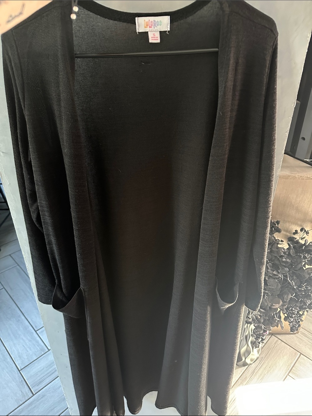 LuLaRoe Black Open-Front Long Cardigan